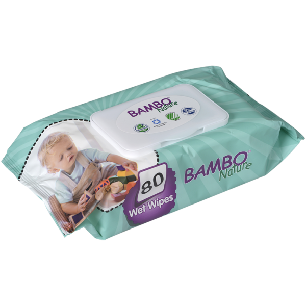 Μωρομάντηλα Bambo με καπάκι 80τεμ.